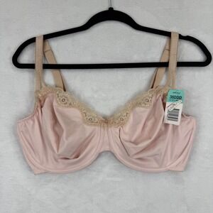 Whimsy Pink Beige Lace Trim Underwire Bra 38DDD Style 16111 NWT